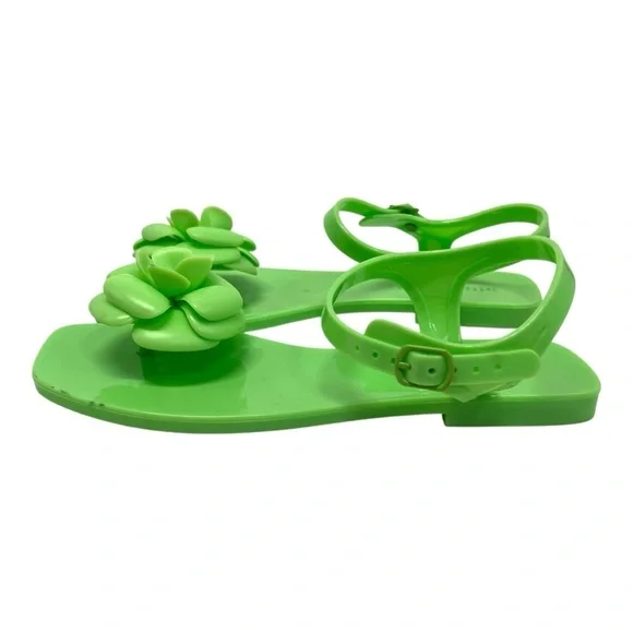 Jeffrey Campbell Fleurise Green Flower Post Flat Summer Jelly Sandals Women’s 7 - Picture 6 of 13